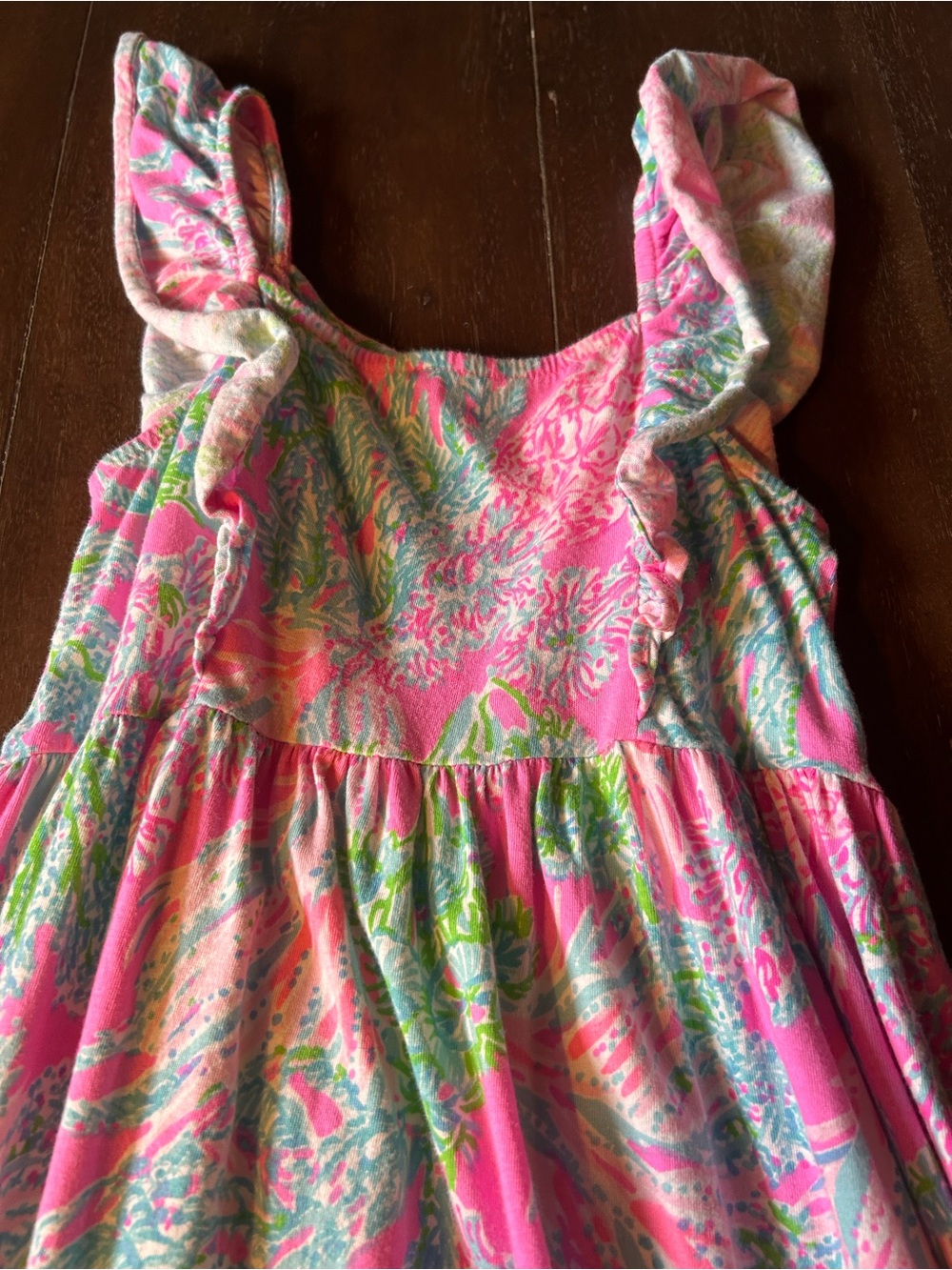 Lilly Pulitzer Pink Tropical Ruffle Tank Dress